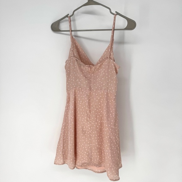 Lulu's Blush Pink whimsy romantic Polka Dot Cowl Slip Mini Dress small - Picture 3 of 9